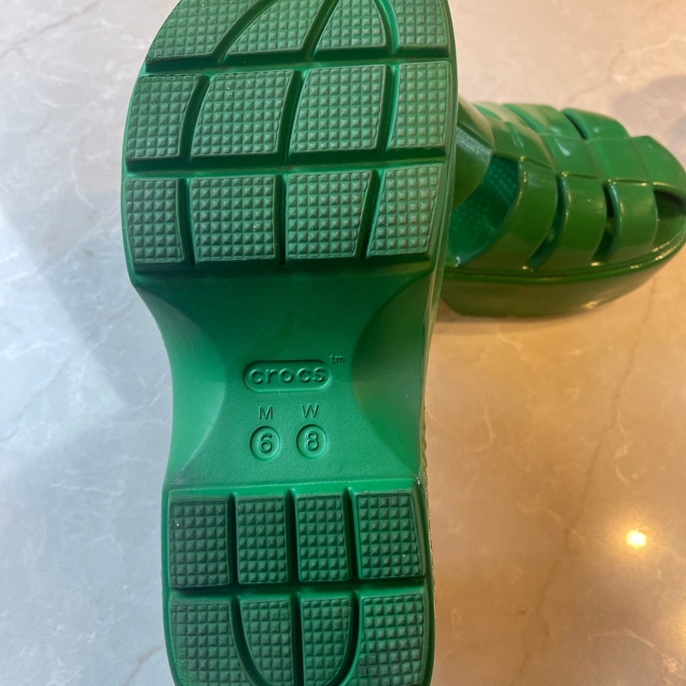 CROCS Green Platform Sandals - Picture 3 of 5